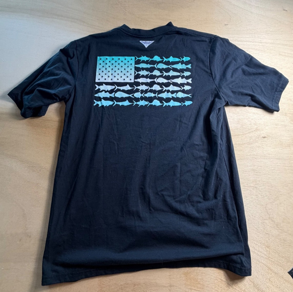 Columbia PFG Men's Black Fishing Graphic T-Shirt Size Medium